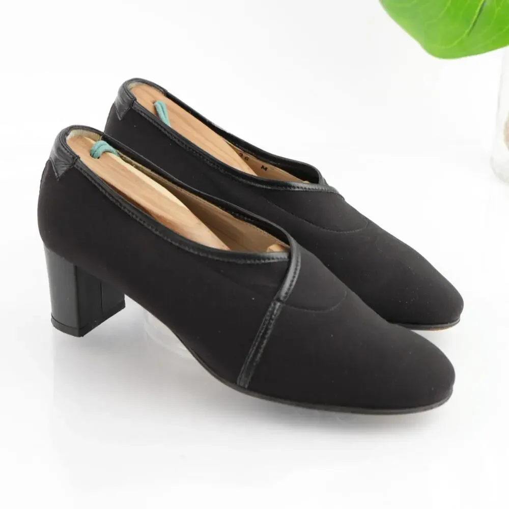 Taryn Rose Womens Pump Size 36 6 Black Satin Block Heel Comfy Dress Shoes Italy